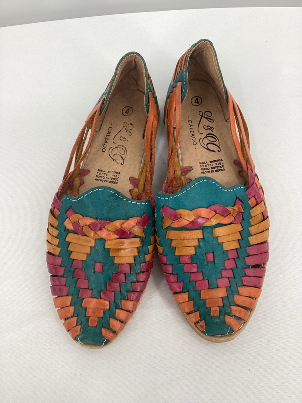 Colorful Woven Leather Huarache  Sandals - Multicolor - Picture 2 of 8